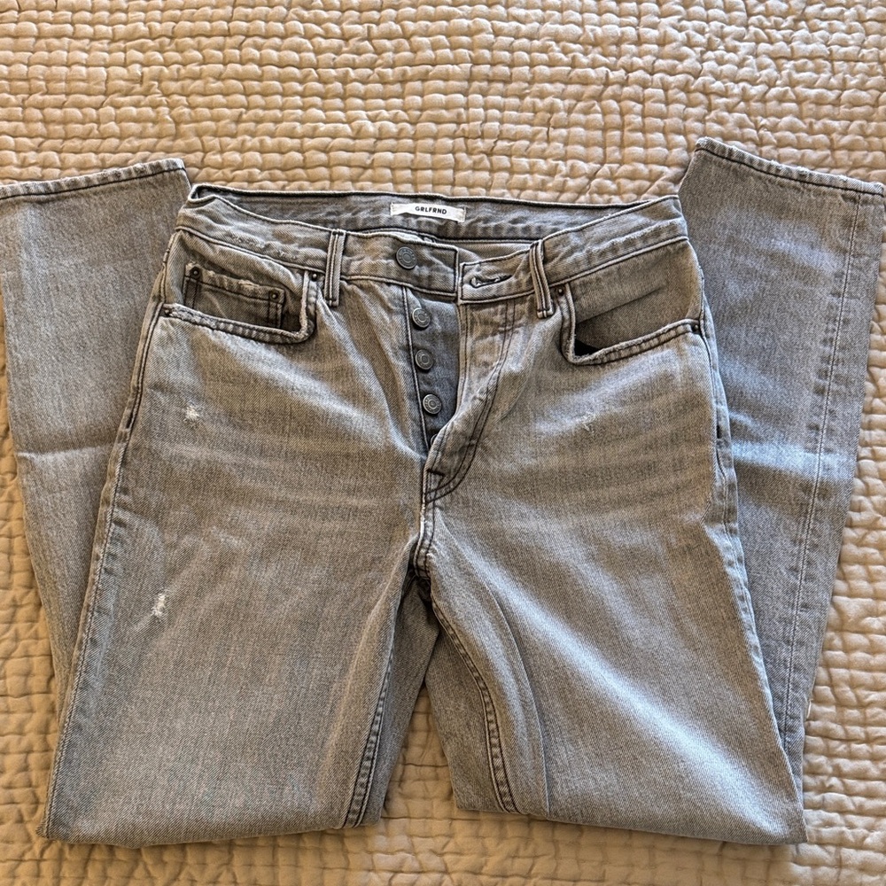 GRLFRND Distressed Light Gray Jeans